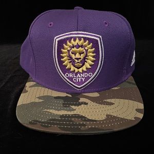 Orlando City Adidas SnapBack Hat, Purple and Camo